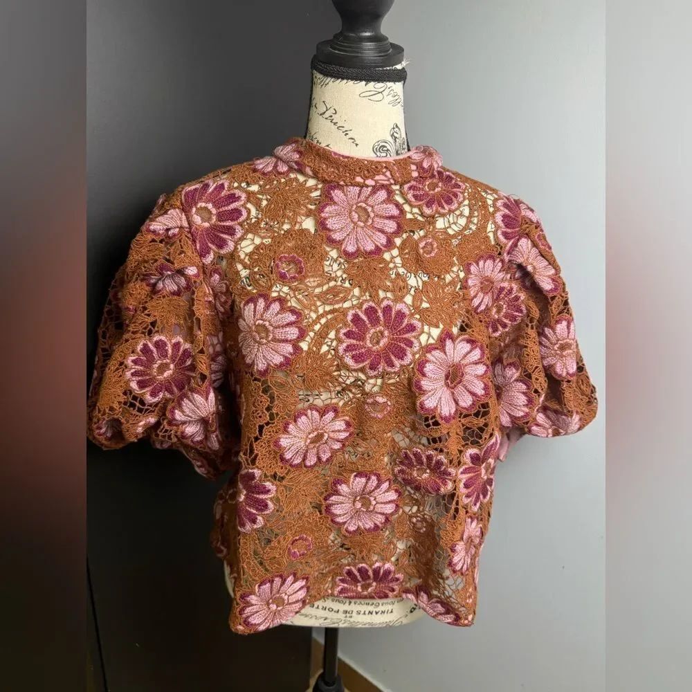 Farm Rio Gigi Tapestry Guipure Blouse NWT Size XL - Picture 9 of 11